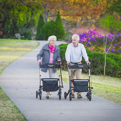 NNEMB Foldable Aluminium Walking Frame Rollator with Bag and Seat-Blue