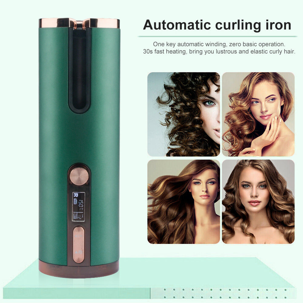 NNEDSZ Cordless Automatic Hair Curler with Adjustable Temperature - Gray