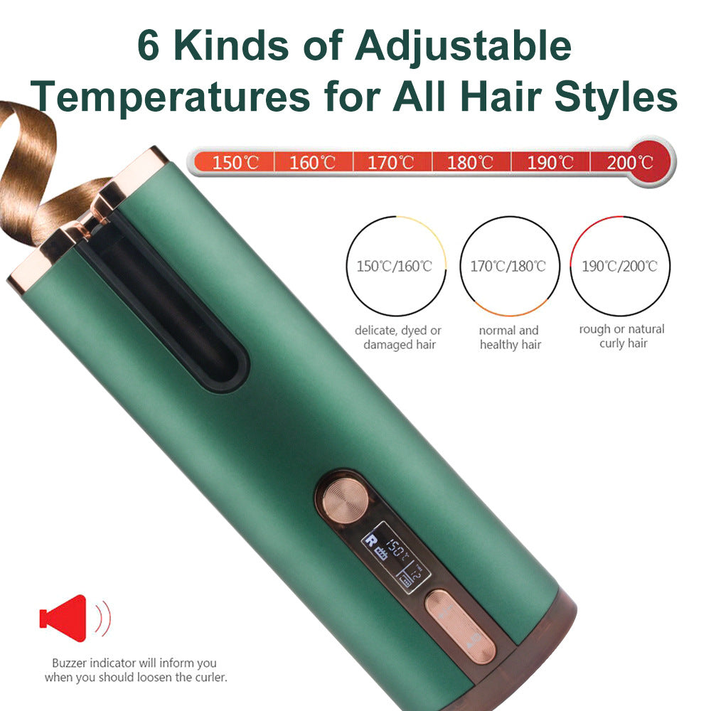 NNEDSZ Cordless Automatic Hair Curler with Adjustable Temperature - Gray