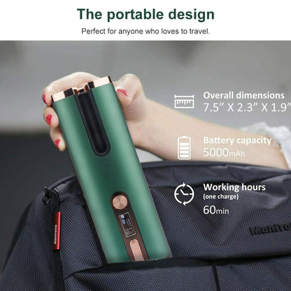 NNEDSZ Cordless Automatic Hair Curler with Adjustable Temperature - Gray